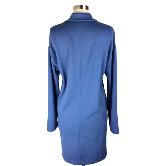 Leith Womens Trench Coat Lightweight Open-Front Blue Stretch - Picture 9 of 12